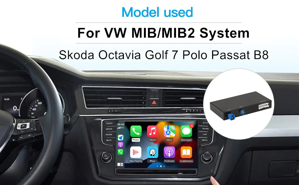 Wireless CarPlay/HICAR upgrade, compatible with the original multimedia decoder system of the Volkswagen Golf 7 MIB