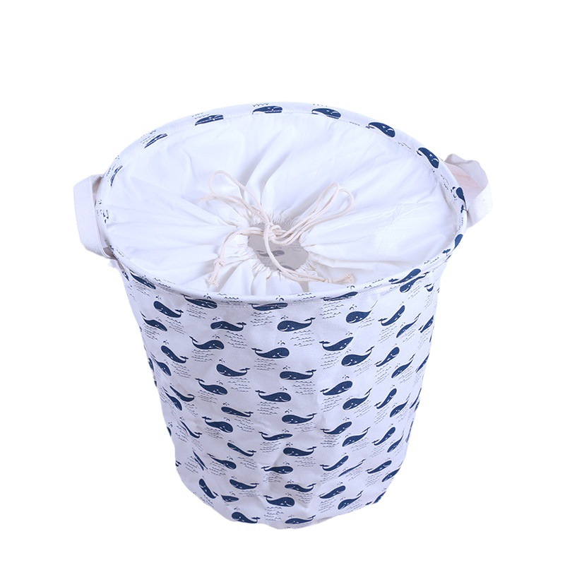 Zakka creativo de algodón y lino con cordón canasta de lavandería Cubo de almacenamiento tela algodón y lino juguete de lavandería doméstica Cubo de almacenamiento de artículos diversos