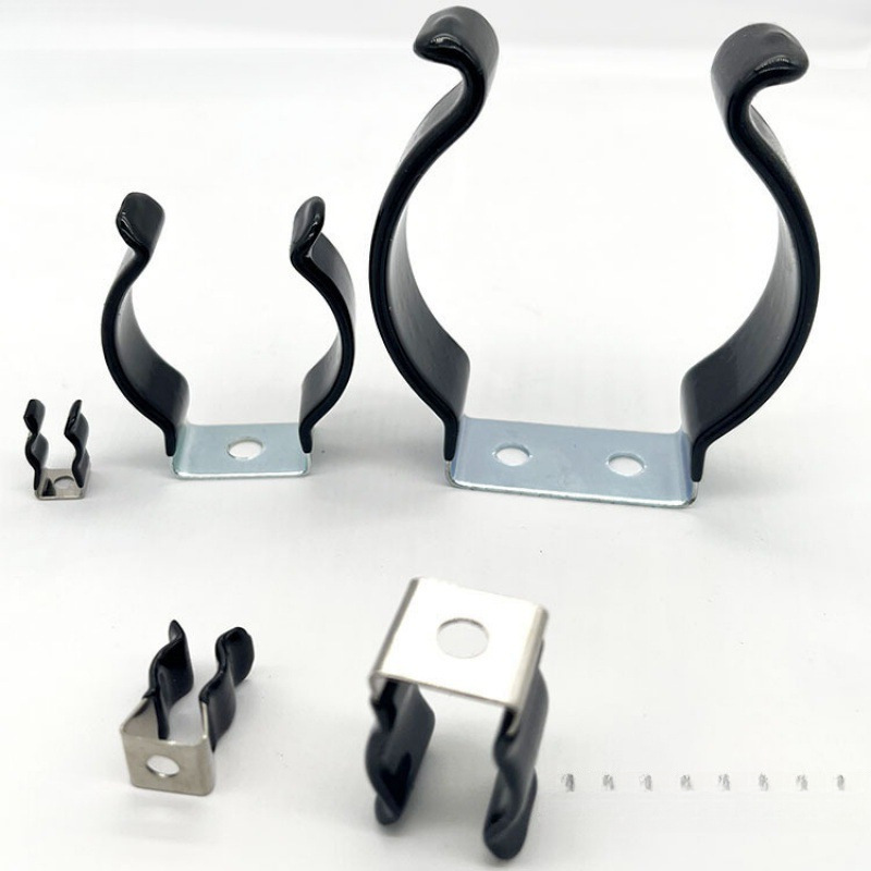 大弹性管夹固定支架加热管夹弹簧片石英管卡子不锈钢镀锌猛钢扣