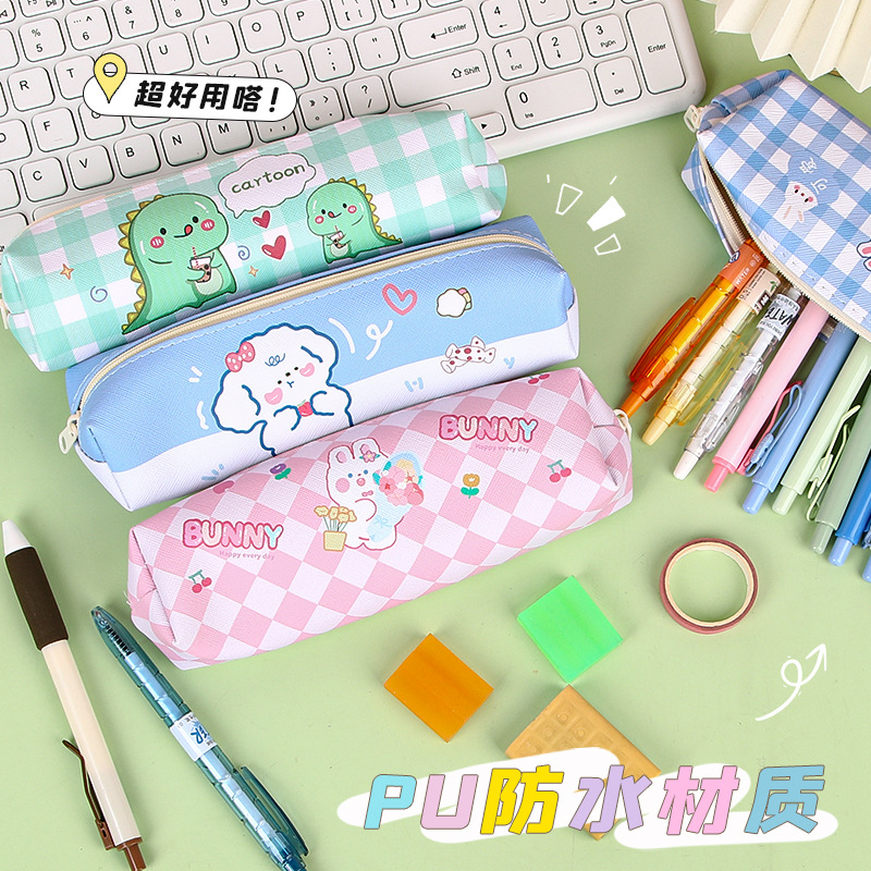 Nuevo caso de lápiz de dibujos animados pu lindo estudiante de la escuela primaria ins gran capacidad chica papelería bolsa caja de lápiz de alto aspecto al por mayor