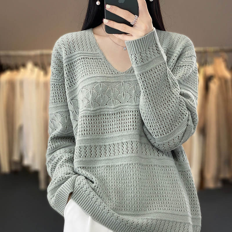 Autumn elegant fashionable solid color woolen knitted sweater