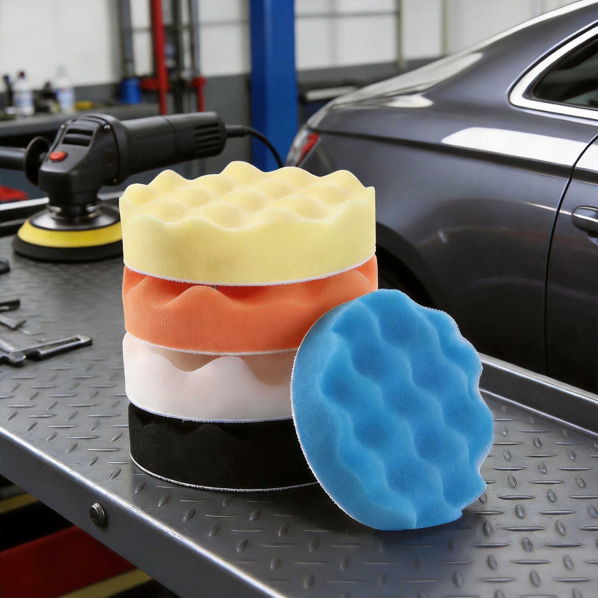 Al por mayor, disco de esponja ondulado para automóviles, cera de 3 - 7 pulgadas, bola de esponja de cera, disco de cera, pintura de pulido, artefactos mágicos