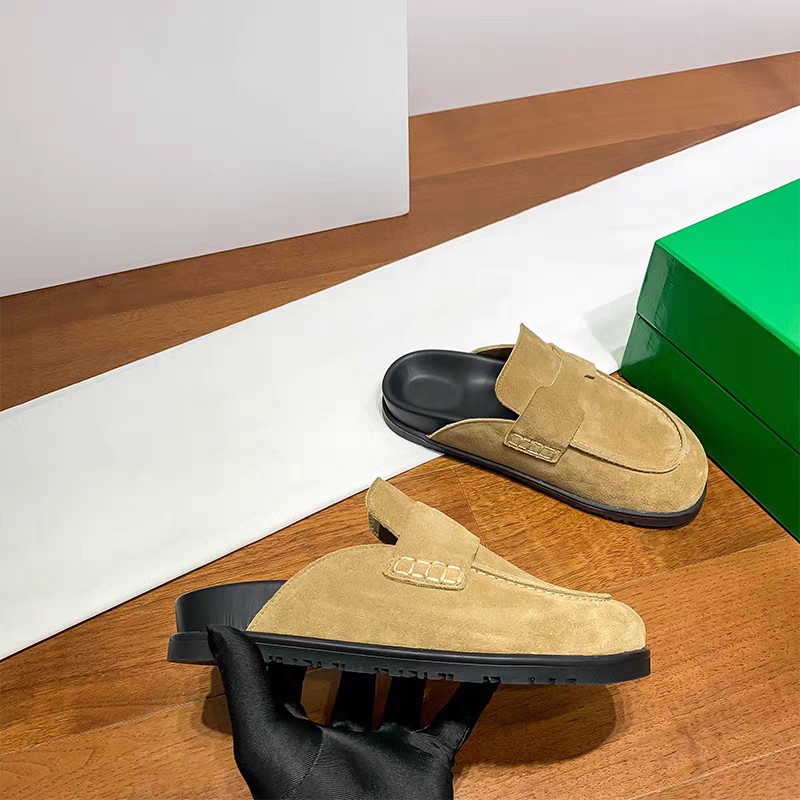 广州高品质一脚蹬包头半拖鞋勃肯后空女外穿平底穆勒乐福鞋舒适