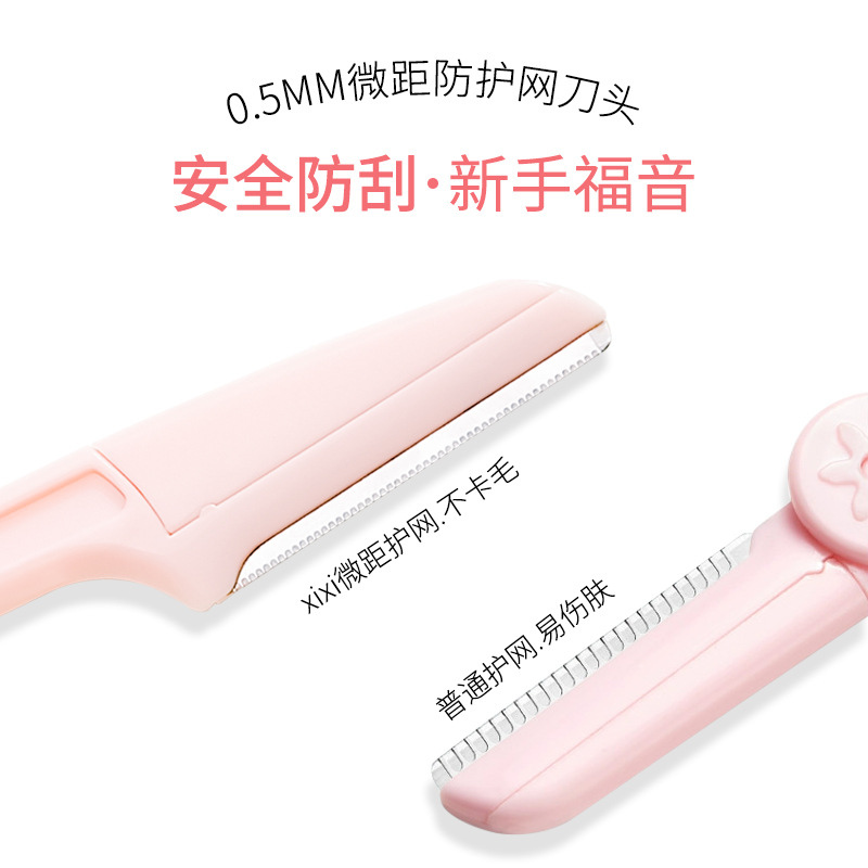 Xixi cuchillo de cejas plegable portátil novato seguro anti-raguñazo cuchillo de cejas de acero inoxidable tres paquetes