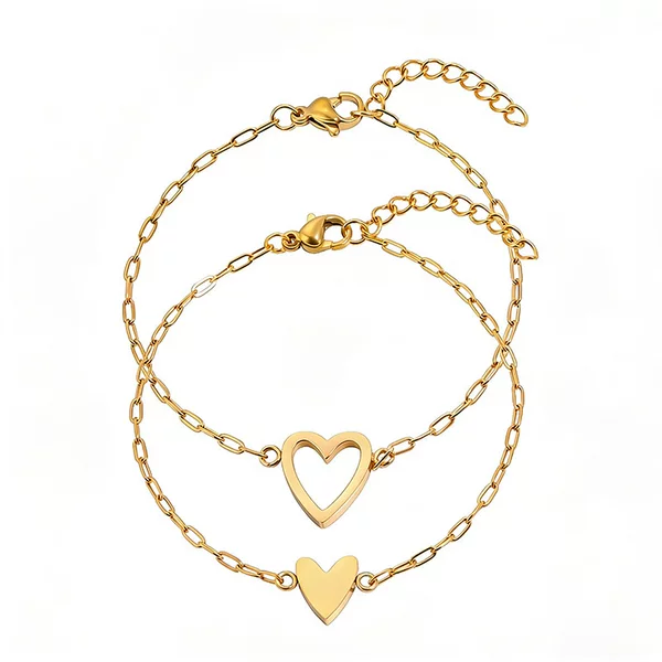 Cross-Border Popular Stainless Steel Hollow-Out Heart Bracelet for Women, Adjustable and Simple, Gift for Best Friends and Couples, Heart-Shaped Titanium Steel Bracelet