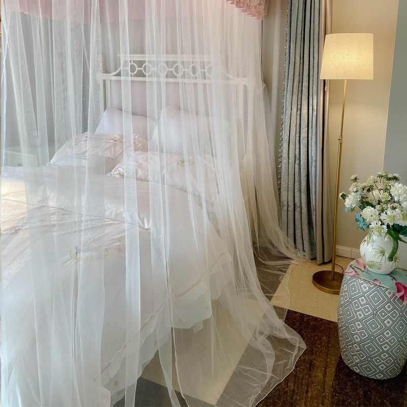 French-Style Dome Mosquito Net Bed Curtain for Home Bedroom, Princess-Style Bed Curtain, Gauze Hanging for Children and Girls, Dreamy Ceiling-Mounted Type