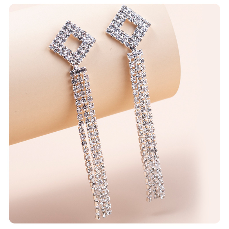 Dame Forme De Cœur Métal Strass Des Boucles D'oreilles display picture 5