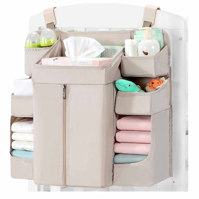 Rack de almacenamiento de pañales colgantes para cama de bebé