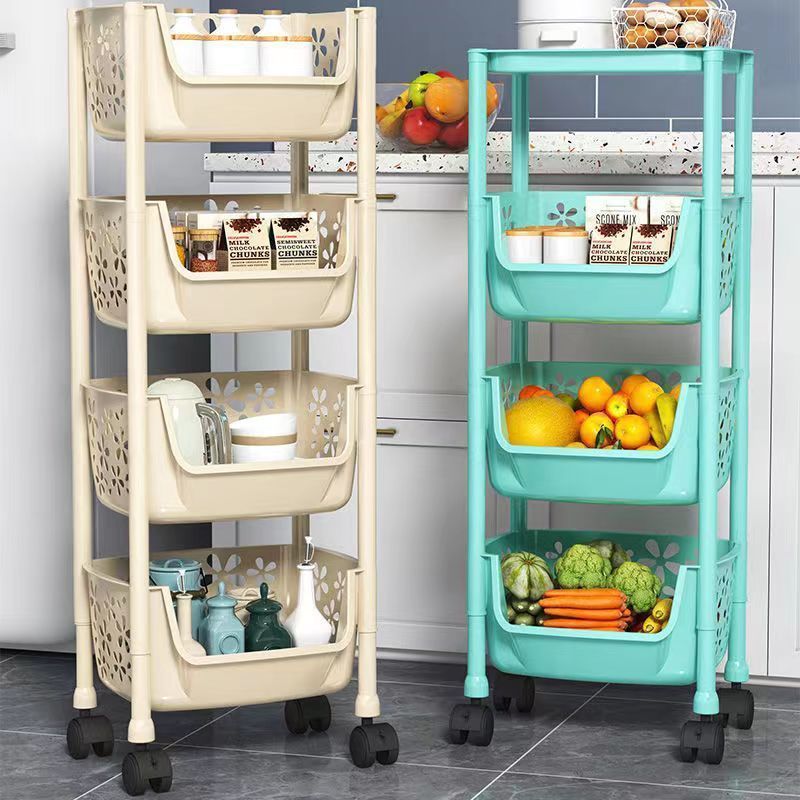 Estante de cocina estante de canasta de verduras multicapa de piso estante de almacenamiento de frutas y verduras móvil hogar multifuncional