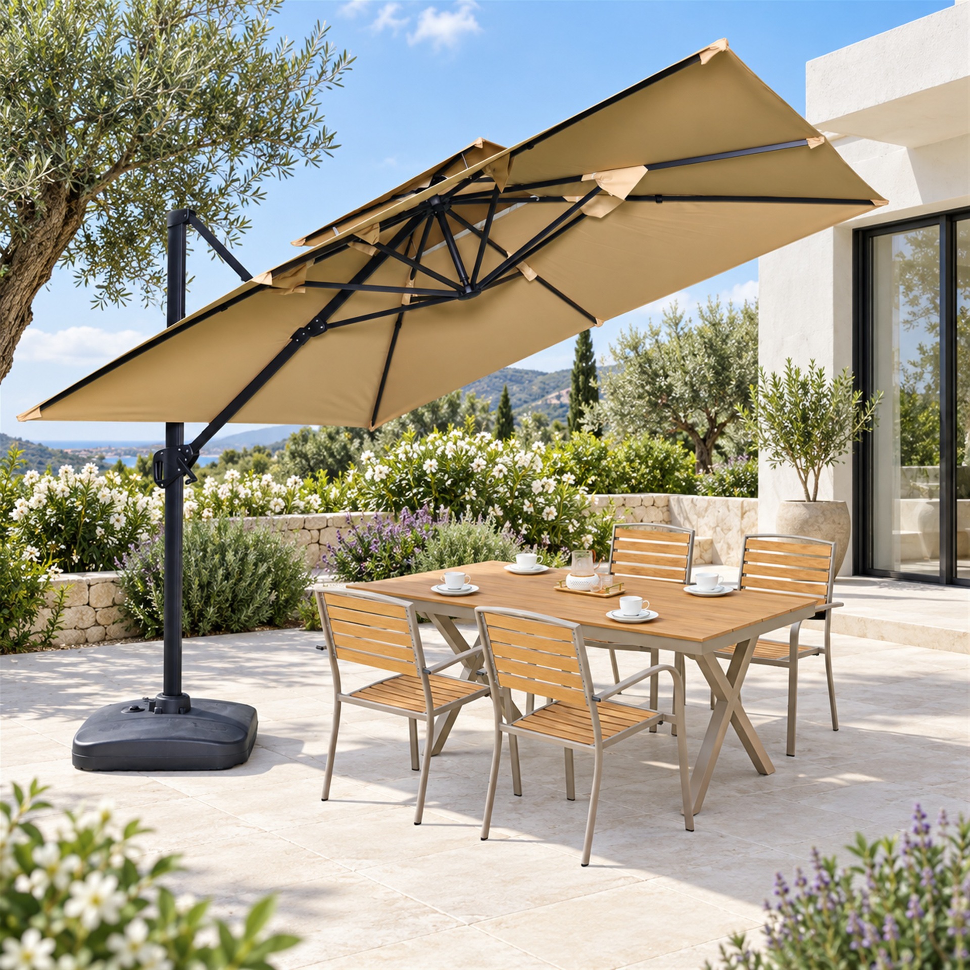 Outdoor sunshade umbrella, patio umbrella, balcony umbrella, open-air umbrella for stalls, large sun umbrella, villa garden umbrella, outdoor Roman-style umbrella