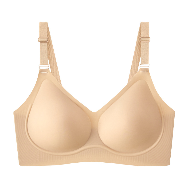 Gran tamaño graso MM gran pecho pequeño bra transfronterizo tamaño europeo barra de gelatina delgada coja bra sin marcas