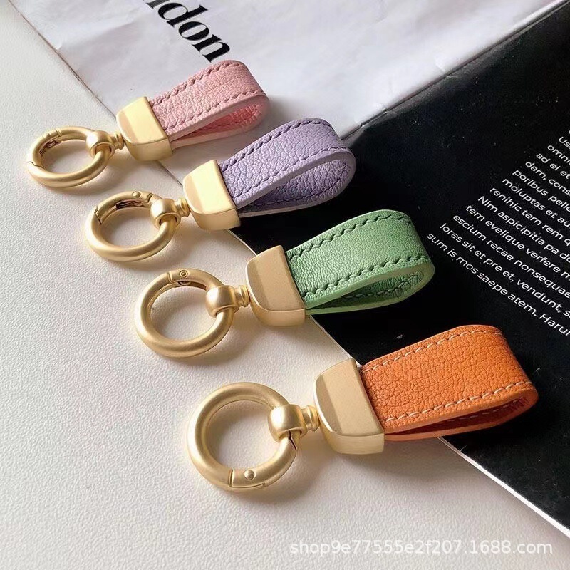 French Goatskin Keychain Genuine Leather Exquisite Handmade Colorfulful Leather Keychain Cute Pendant Gift for Women