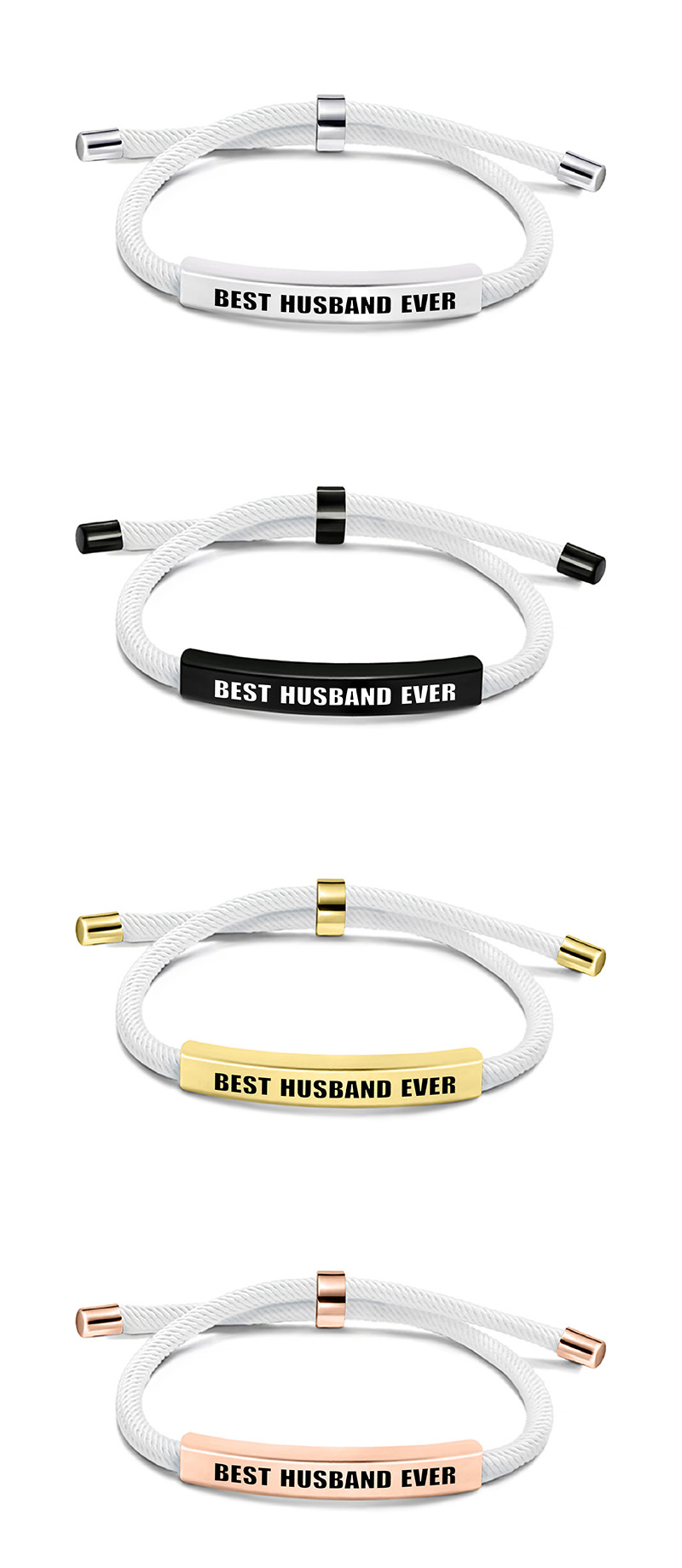 39g Weight Simple Style Letter 201 Stainless Steel Rope Woven Chain String Bracelets Wholesale