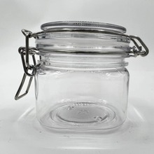 厂家批发280ml方形透明PET塑料密封罐蜂蜜膏霜膜瓶浴盐海藻铁