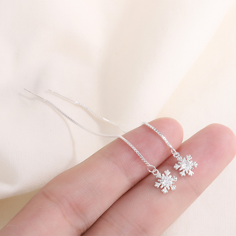 廠家批發 925鍍銀耳線女式款耳飾個性時尚聖誕節雪花耳線飾品