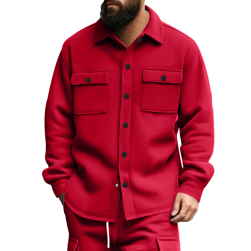 Otoño y invierno Europa y los Estados Unidos transfronterizos Amazon hombre casual con chaqueta de sola fila de botón de chaqueta de color sólido
