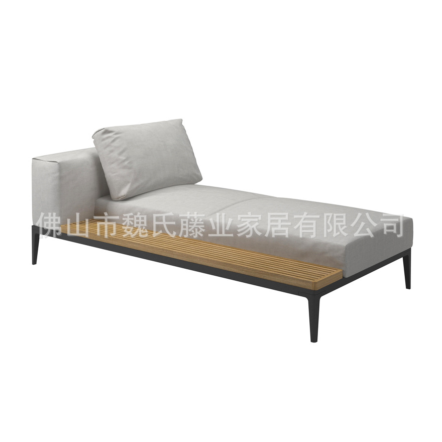 Sofá al aire libre impermeable protección solar patio de villa muebles de teca al aire libre combinación de sofá de esquina de aleación de aluminio moderno