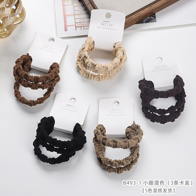 [Carga de tarjeta] sensación de alto nivel coreano de cabello de código de barras de moda de alta elasticidad de cabello anillo de cabello correa de cola de caballo