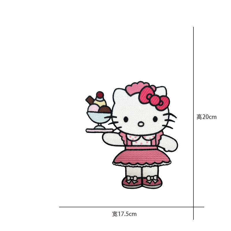Cartoon al por mayor bordado por computadora kt pegatinas de tela de gato Sanliogou diy pegatinas de parche tejido cesta de ropa adorno accesorios pegatinas