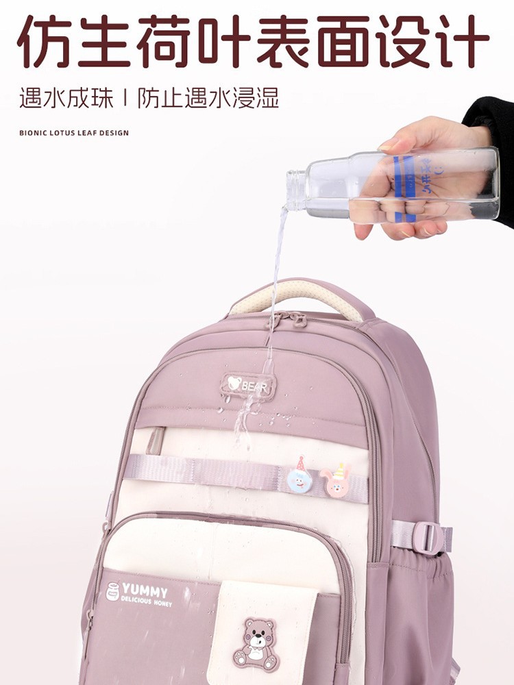 Nueva mochila de hombro transfronteriza para niñas de escuela primaria y secundaria, mochila de estilo universitario de gran capacidad, simple y ligera, de alto valor.