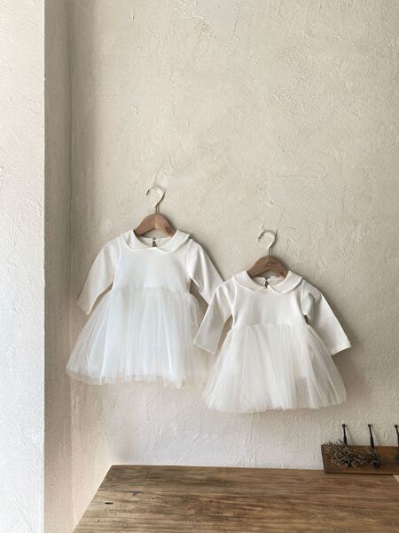 Dancing children's white autumn small princess costume