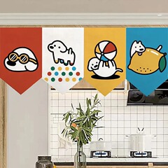 漫画の動物のペナントカーテン、吊り下げ旗、キッチン装飾ハーフカーテン、遮光カーテン、旗カーテン、玄関パーティションカーテン、ショートカーテン、カスタマイズ可能