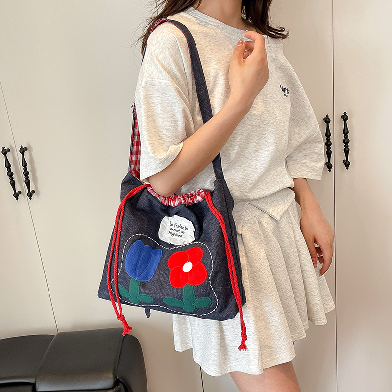 Universal basket, nylon shopping bag flower-shaped, capacious one-shoulder bag, handheld cloth bag