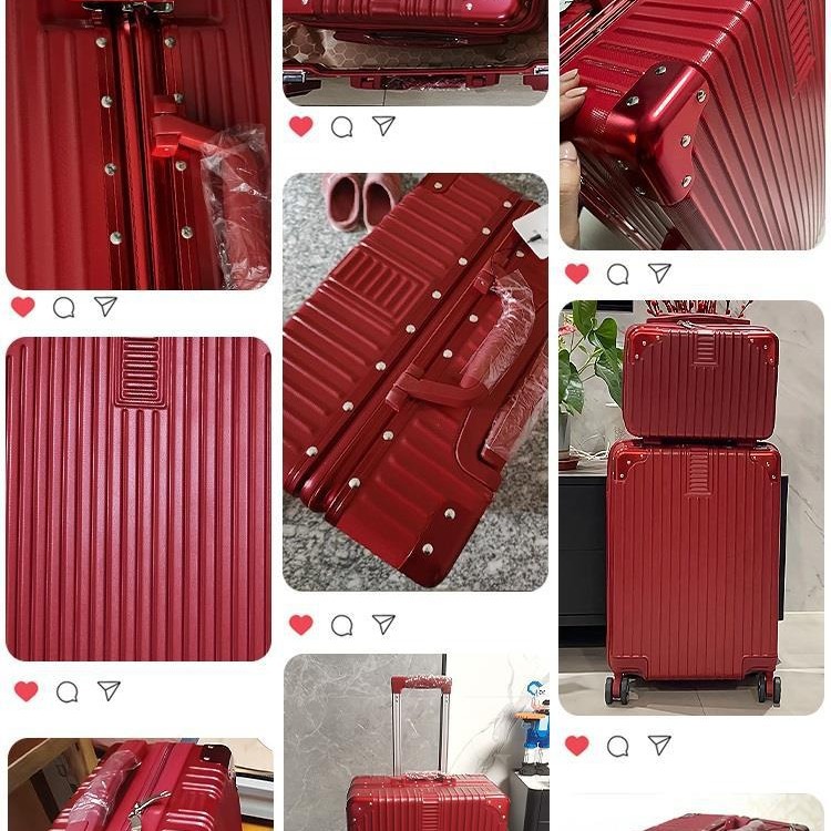 Equipaje nupcial de la boda Dote roja trolley caja de cuero caja de contraseña de la dote de la boda caja de la boda femenina par