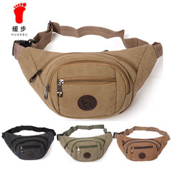 Cross-border men's waist bag men's thickened washed canvas sports chest bag retro large capacity business mobile phone coin purse