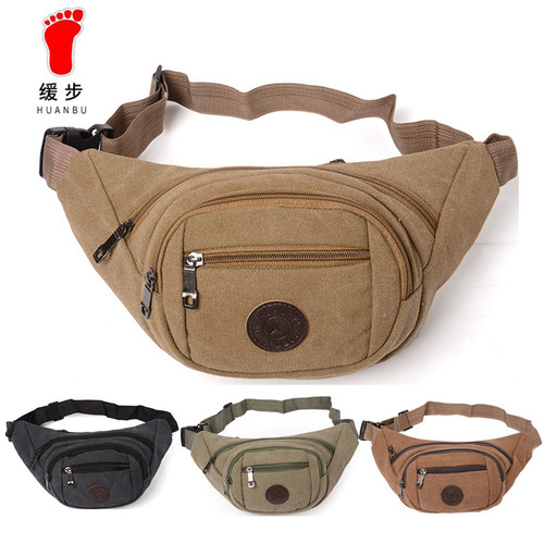 Cross-border men's waist bag men's thickened washed canvas sports chest bag retro large capacity business mobile phone coin purse