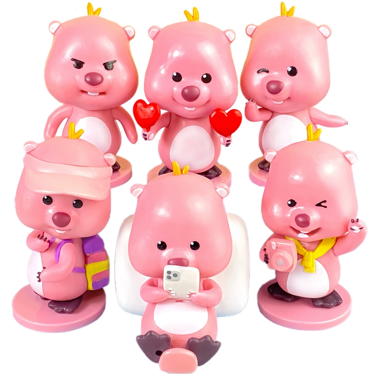 Фуксия минифигура, милая игрушка, кукла, транспорт, енот, капсульная игрушка