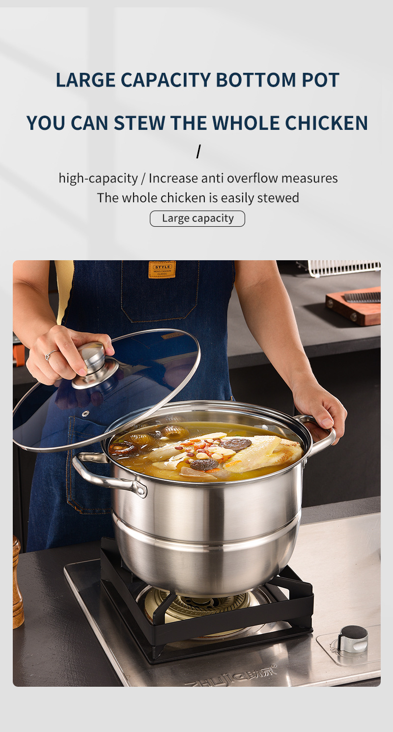 Stainless Steel Multifunctional Soup Pot And Steamer Cookware Set_voghion.com