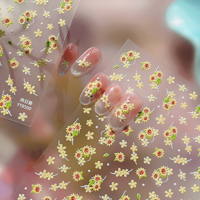 Sunflower Nail Stickers Spring and Summer Embossed Small Daisy Pearl Nail Stickers Imitation Dried Flower Decorations Wholesale Embossed Three-Dimensional Sunflower Nail Stickers Spring and Summer Embossed Small Daisy Pearl Nail Stickers Imitation Dried Flower Decorations Wholesale Embossed Three-Dimensional