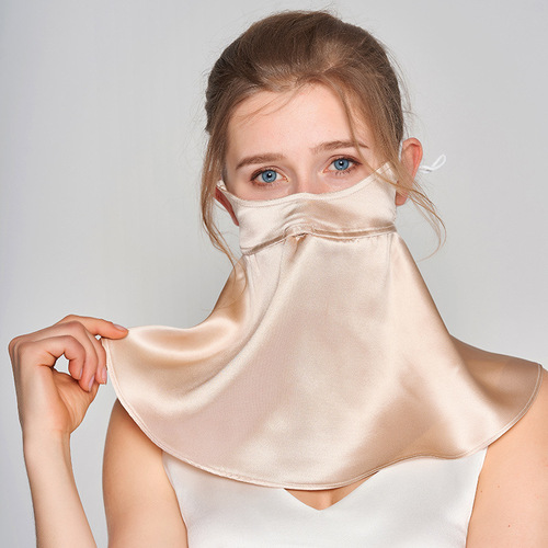 New Yuyue Silk Sunscreen Face Mask Full Face Sleep Breathable Face Covering UV Protection Mulberry Silk Face Scarf for Women