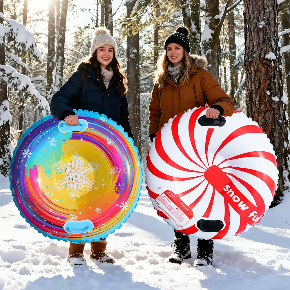 充气滑雪板加厚PVC户外圆形充气滑雪圈单人滑雪圈防侧翻滑雪玩具