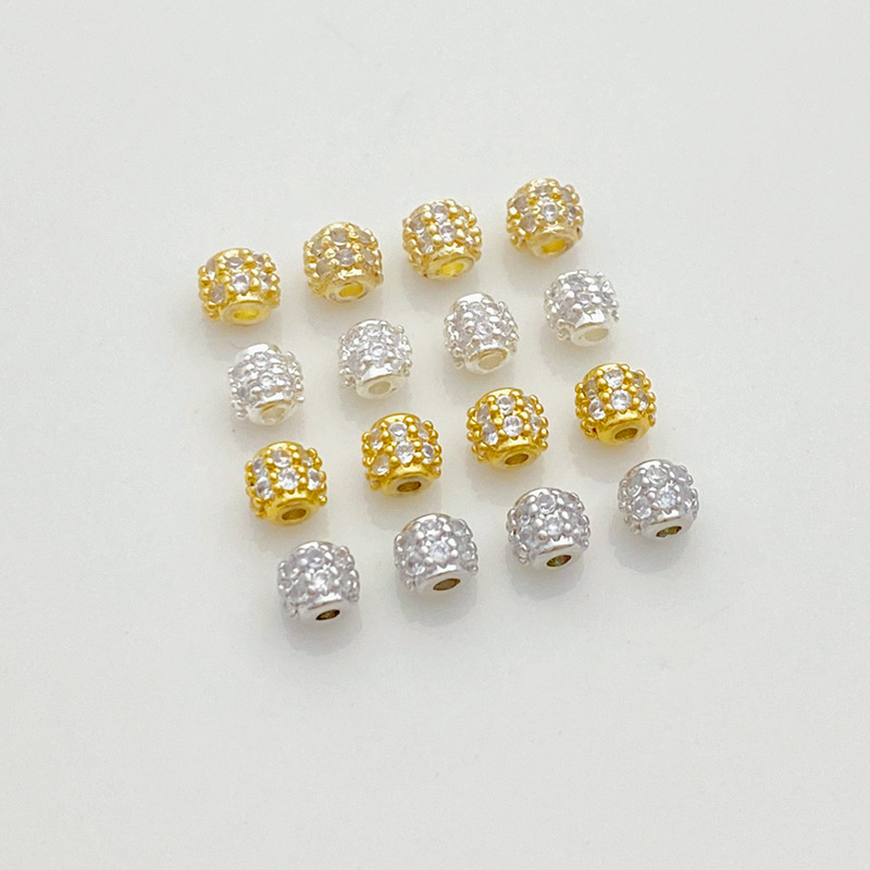 14K bag gold color micro inlaid zircon mini small diamond ball spacer handmade DIY bracelet necklace jewelry material accessories