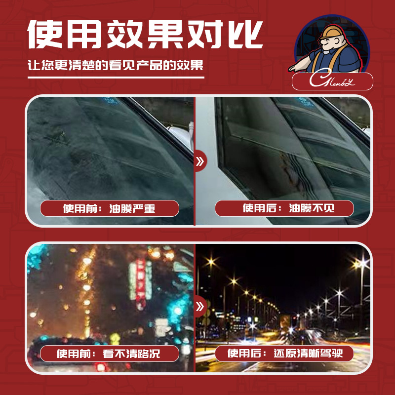 Glass water manufacturer oil film remover windshield wiper concentrate high-concentration cleaning degreasing anti-fogging water-resistant