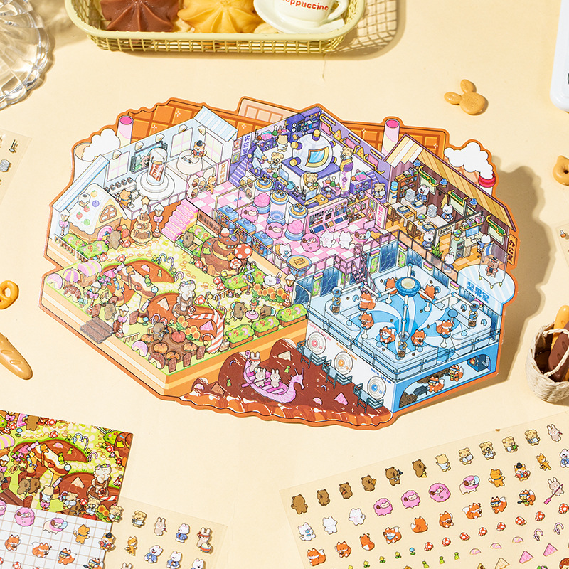 Yu Xian 4.0pet pegatinas de paisajismo en miniatura tridimensional serie mundo divertido pegatinas de bricolaje de estudiante de dibujos animados lindo