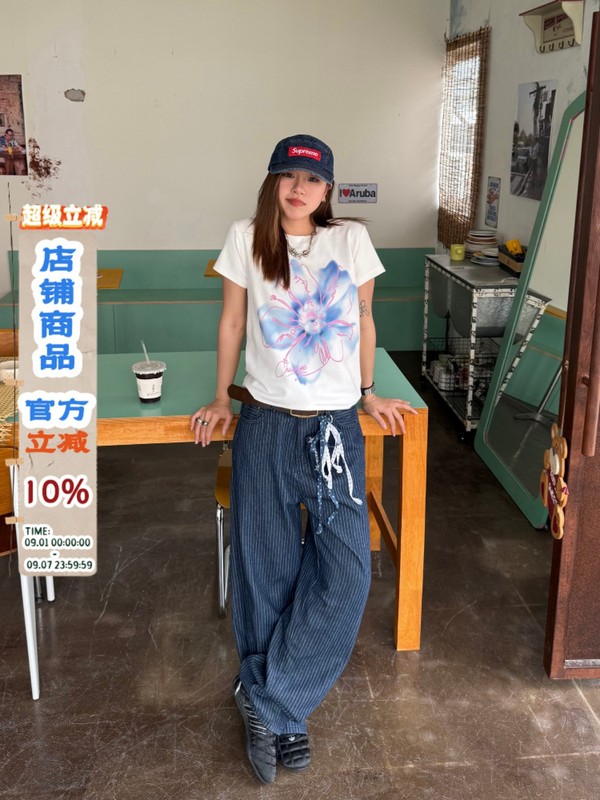 川川也原创数码印花正肩弹力修身短袖T恤女辣妹夏季不露脐上衣ins|undefined