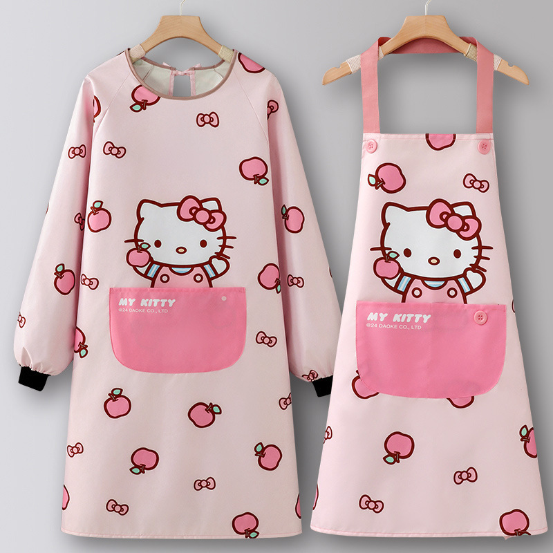 Kitty Apron for Kitchen Use, Adult Oil-Proof, Waterproof, Stain-Resistant, Cute Cooking Apron for Women, Versatile Workwear, Powder Pink