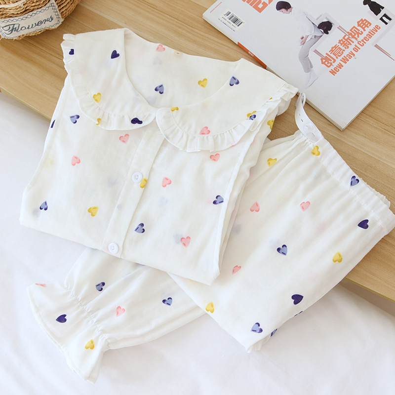 Spring and Autumn New Double-layer Gauze Hot Breastfeeding Suit Summer Thin Moon Suit Maternal Large-size Dual-use Breastfeeding Suit