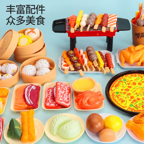 Manufacturer wholesale bulk hamburger bread steamer snacks barbecue ice cream desserts children's play house gourmet toys