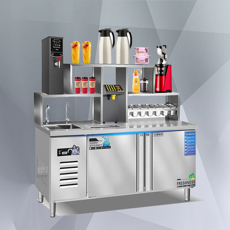 水吧台商用工作雪克操作台冷冻冷藏柜饮品汉堡机器奶茶店设备全套