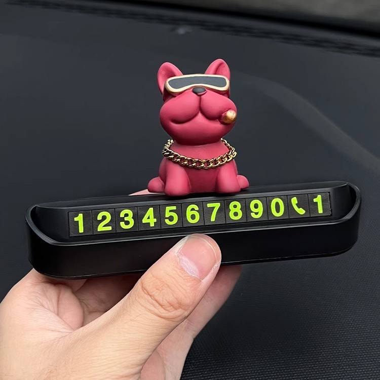 フレンチブルドッグ車駐車場カード一時駐車電話番号プレート装飾用品車移動カード|undefined