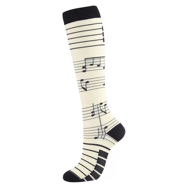 Compression Running Socks, Unisex Jacquard Knee-High Socks, Multiple Patterns, S/M & L/XL