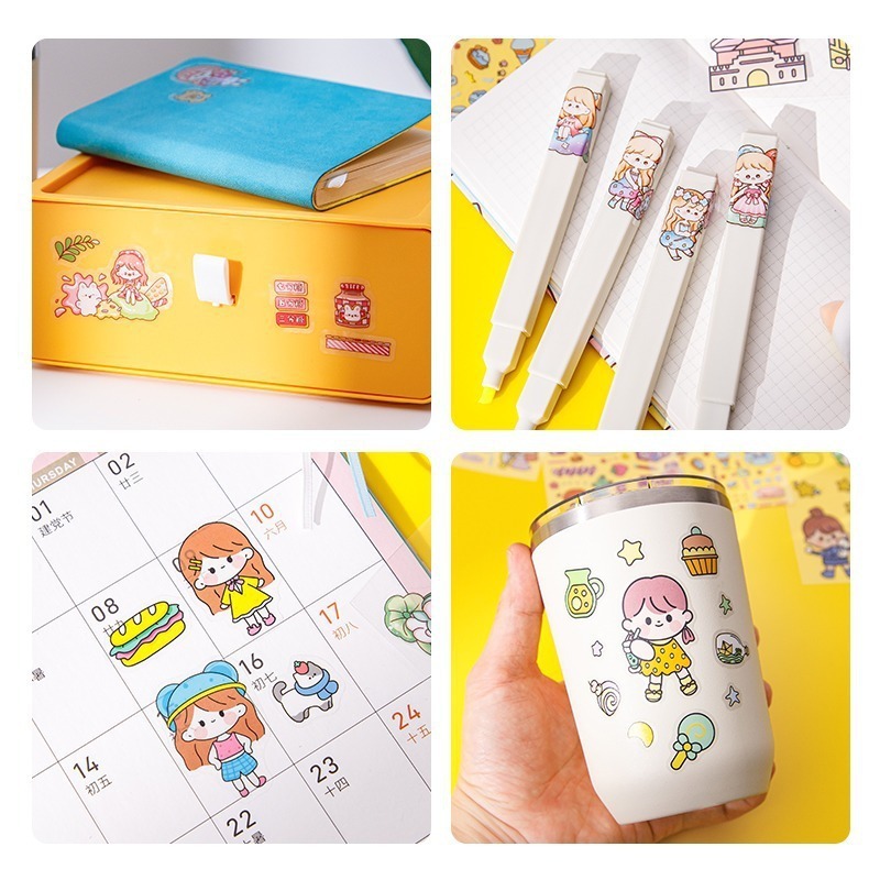 女の子向けの1000枚の超ロングハンドブックステッカー、小学生向けの見栄えの良いステッカー、子供用Guka装飾素材|undefined
