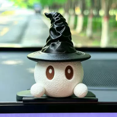 Car ornaments – Screen Ornament - 50mm-long-black-base-3d-printed-ideal-doll-magic-hat-black