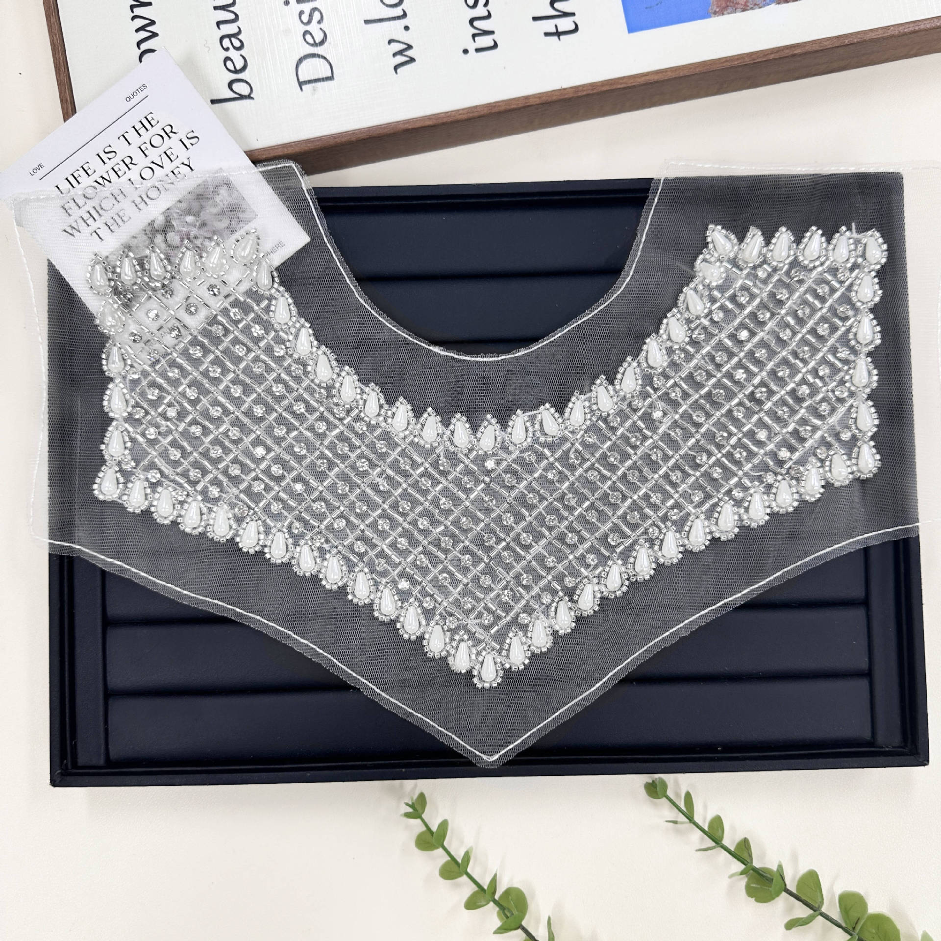 Tubo de encaje de cuentas de diamante cuello bordado accesorios de ropa vestido de boda DIY ropa de decoración de ropa de niños