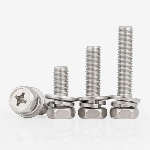 GB9074.13 Cross Slot Countersunk Outer Hex Combination Bolt, Cross Outer Hex Three-Combination Screw M3--M10