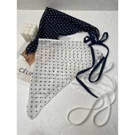 2026年新品波点围裙系腰纱丝巾三角巾网红丝巾头巾服装绑带屁帘